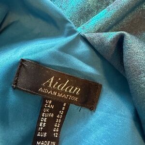 Aidan by Aidan Mattox Halter Sleeveless Foiled Mermaid Gown in Ocean Dream